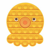 Jucarie antistres din silicon, Pop it now XXL, forma Octopus galben, 15 cm